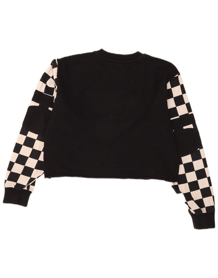 Vans Damen Crop Graphic Sweatshirt Pullover UK 14 Medium Schwarz Geometrisch