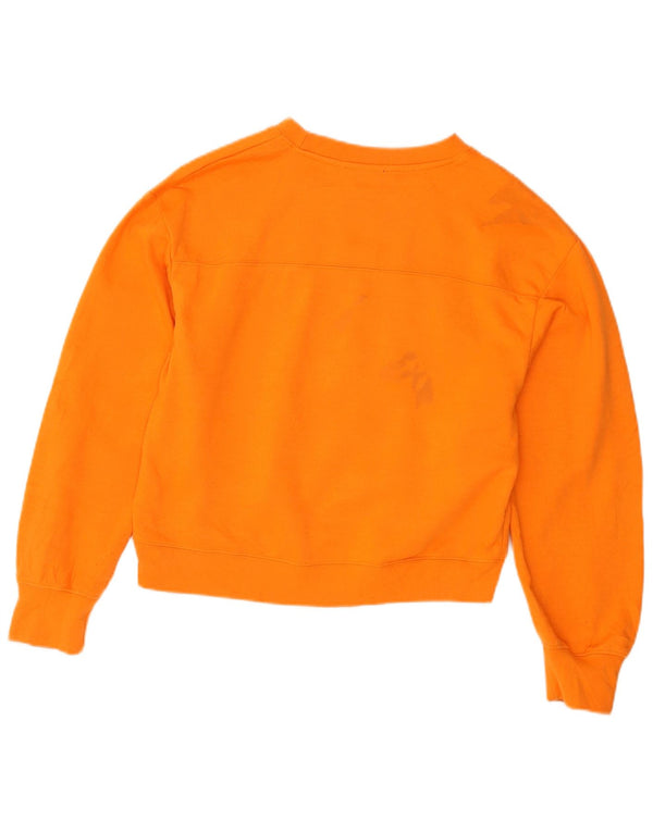 Zara Damen Crop Oversized Sweatshirt Pullover UK 10 Small Orange Polyester