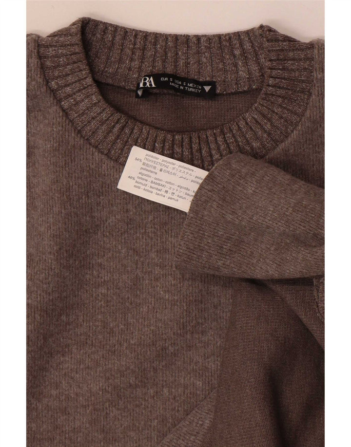 Zara Damen-Pullover, übergroß, Rundhalsausschnitt, Gr. 10, Größe S, braun, Polyester