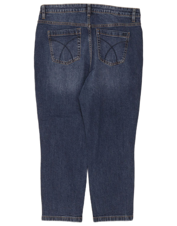 Crew Clothing Damen-Cropped-Jeans, UK 14, Größe L, W34, L24, Marineblau, Baumwolle
