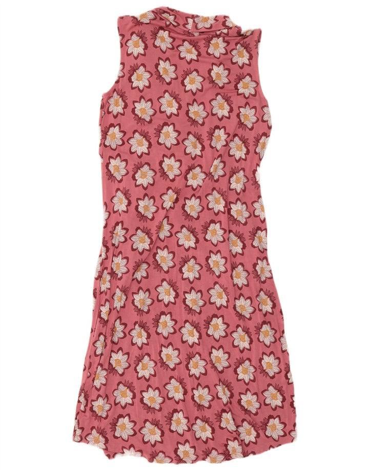 White Stuff Ärmelloses Damen-Basic-Kleid, UK-Größe 44, mittelrosa, geblümte Viskose
