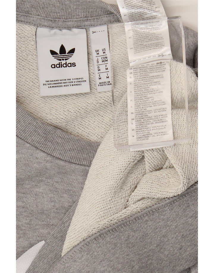 Adidas Herren Grafik-Sweatshirt-Pullover aus mittelgrauer Baumwolle