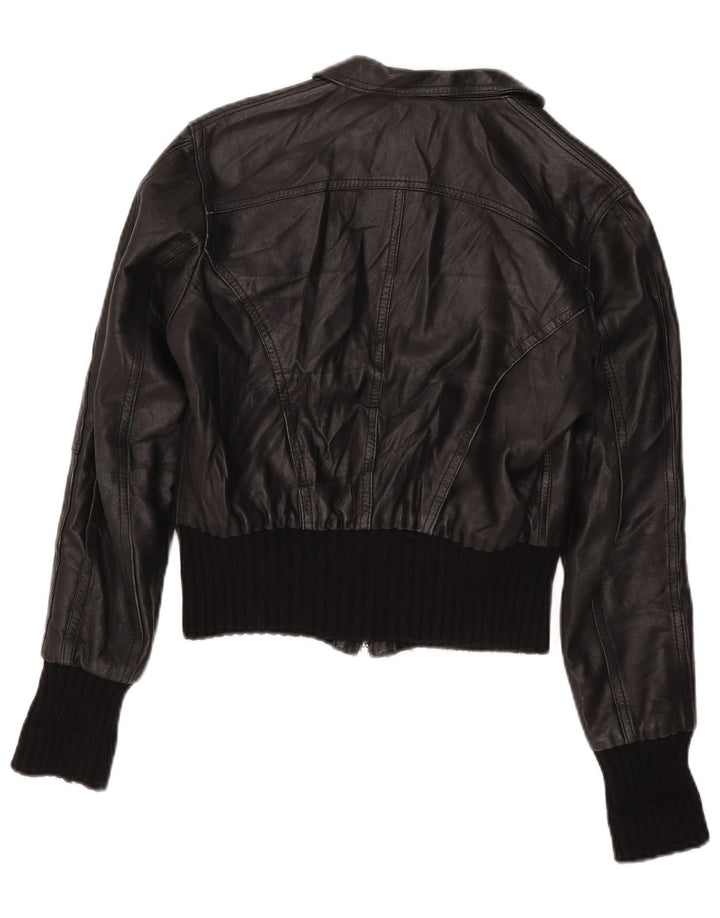 Bata and More Damen Crop Lederjacke IT 46 Large Schwarz