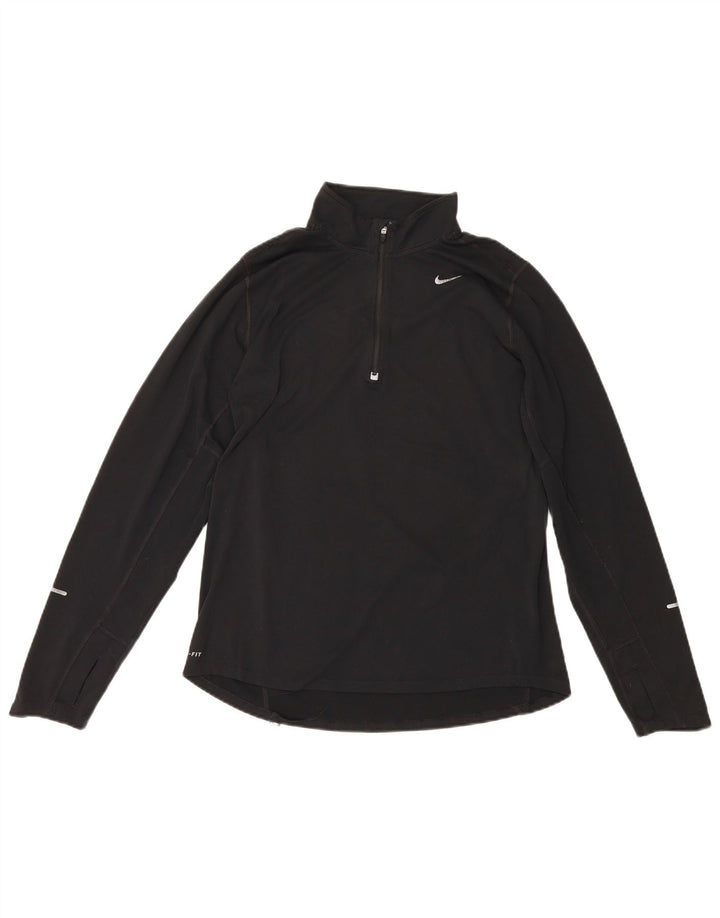 Nike Herren Dri Fit Pullover-Trainingsanzugoberteil mit Reißverschluss, Mittelschwarzes Polyester