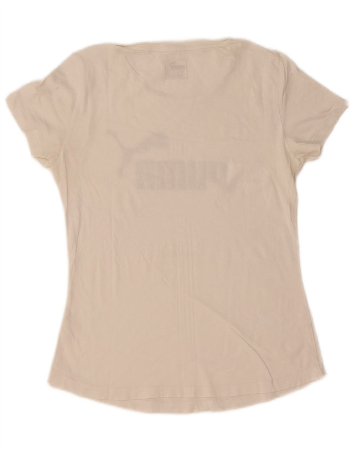 Puma Damen Grafik T-Shirt Top UK 10 Small Weiß
