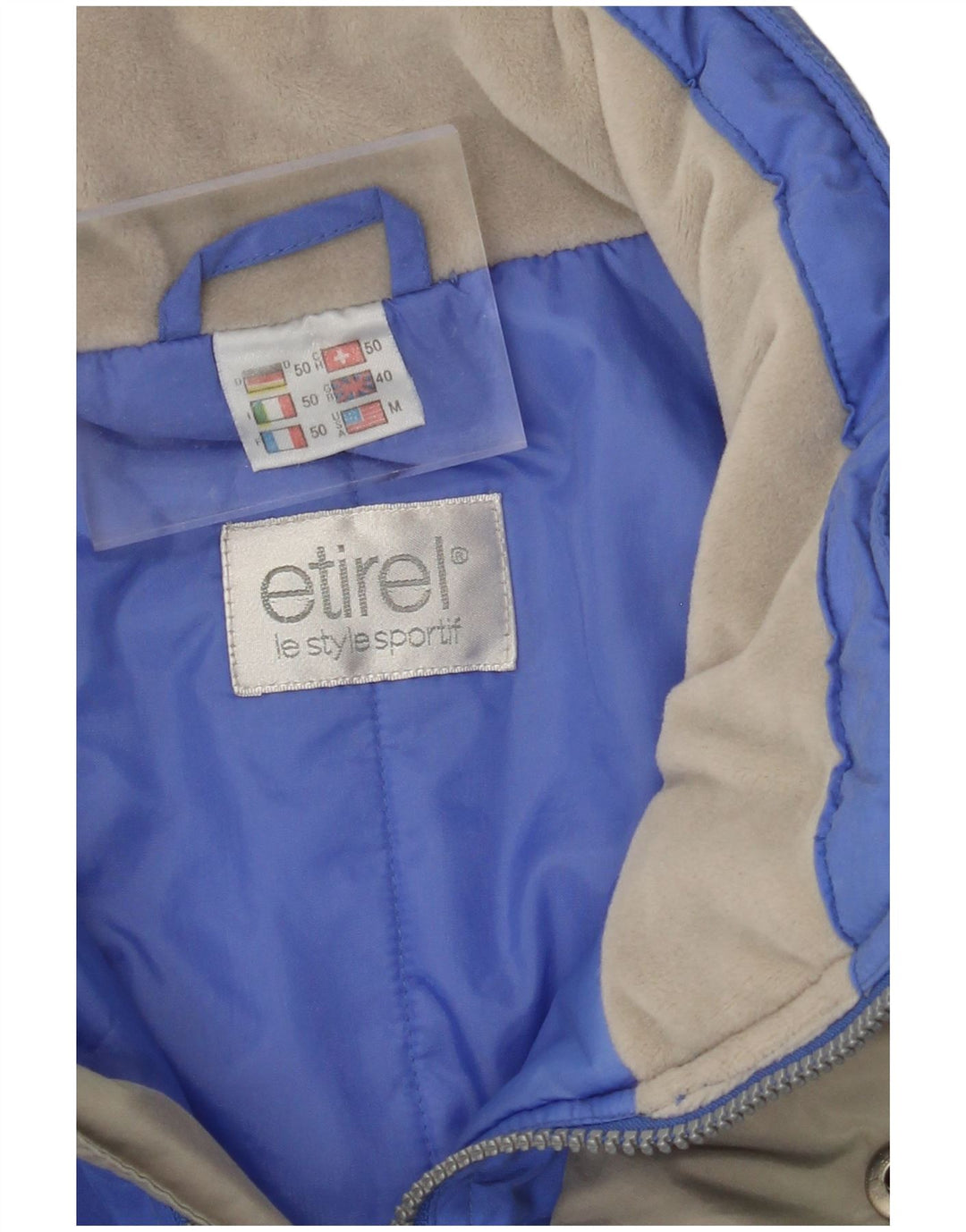 ETIREL Herren-Skijacke, UK 40, groß, blaues Colourblock-Nylon