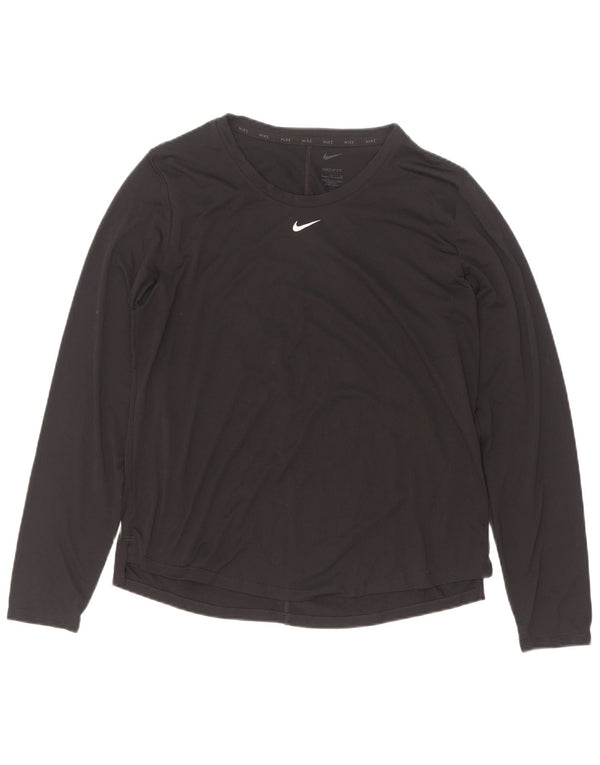 Nike Damen Dri Fit Top Langarm UK 16 Large Schwarz Polyester