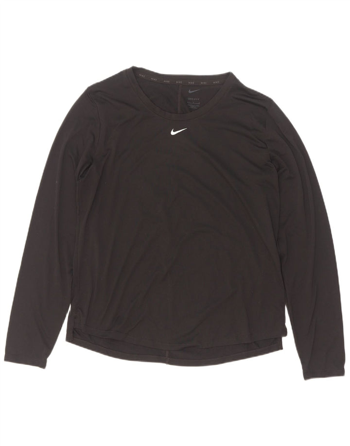 Nike Damen Dri Fit Top Langarm UK 16 Large Schwarz Polyester