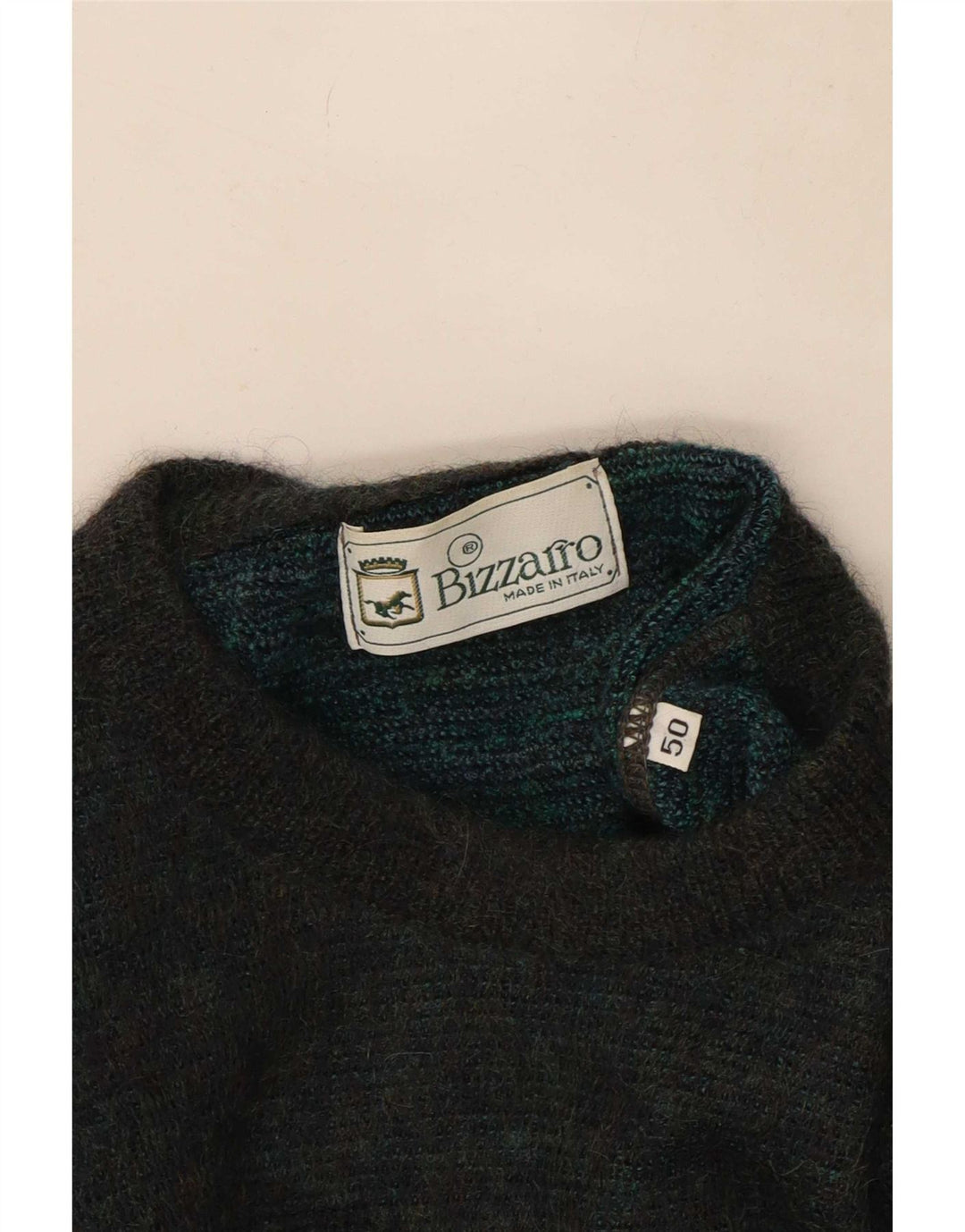 Bizzarro Herren-Pullover mit grafischem Rundhalsausschnitt, IT 50, mittelgrüne Wolle