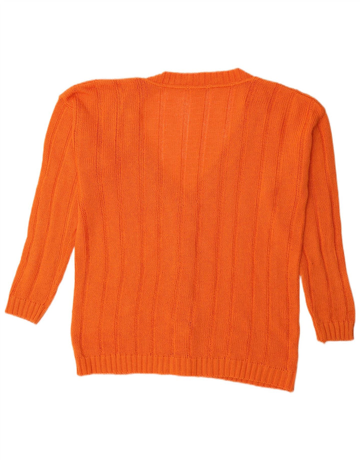 Vintage Damen Cardigan Pullover UK 16 Groß Orange