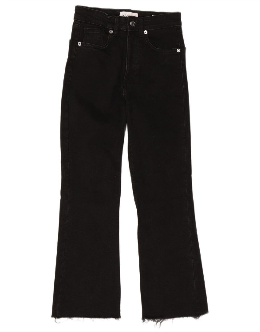 Zara Damen Bootcut Jeans EU 34 2XS W24 L24 Schwarze Baumwolle