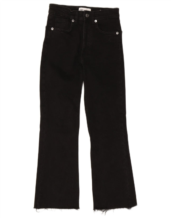 Zara Damen Bootcut Jeans EU 34 2XS W24 L24 Schwarze Baumwolle