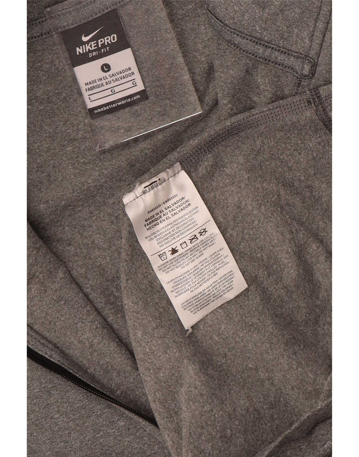 Nike Womens Dri Fit Zip Neck Pullover Trainingsanzug Top UK 14 Large Grau