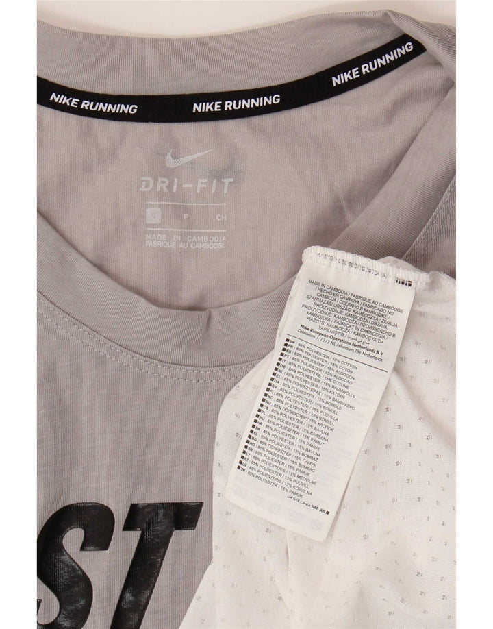 Nike Damen Crop Oversize Graphic T-Shirt Top UK 10 Small Grau Polyester
