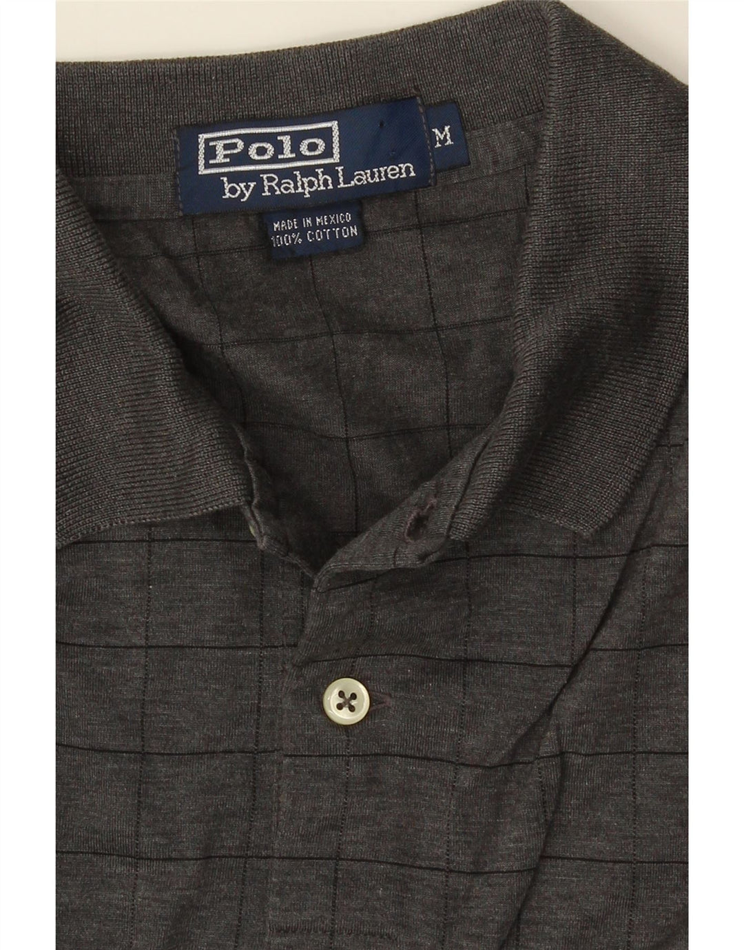 POLO RALPH LAUREN Herren-Poloshirt aus mittelgrau karierter Baumwolle