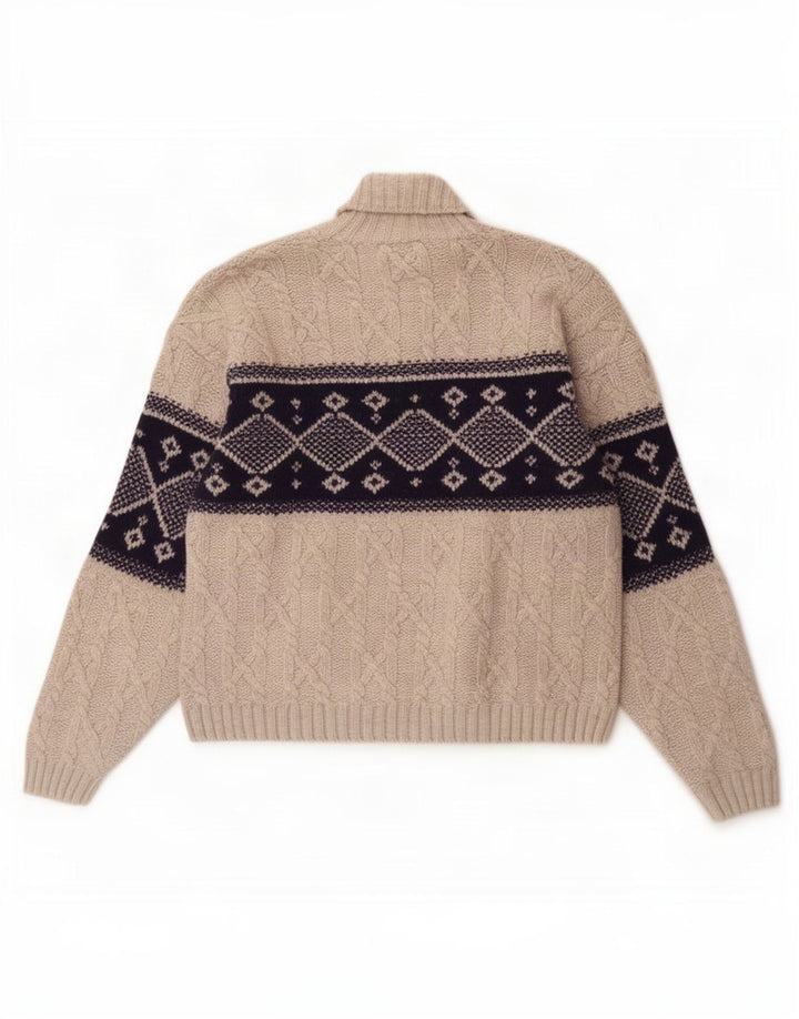Ocean Star Herren-Pullover mit Rollkragen, IT 50, mittelgraue, geometrische Wolle