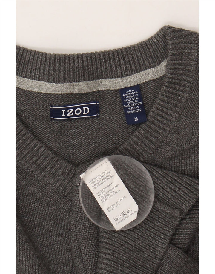 IZOD Mens V-Neck Jumper Sweater Medium Grey Cotton Vintage Izod and Second-Hand Izod from Messina Hembry 