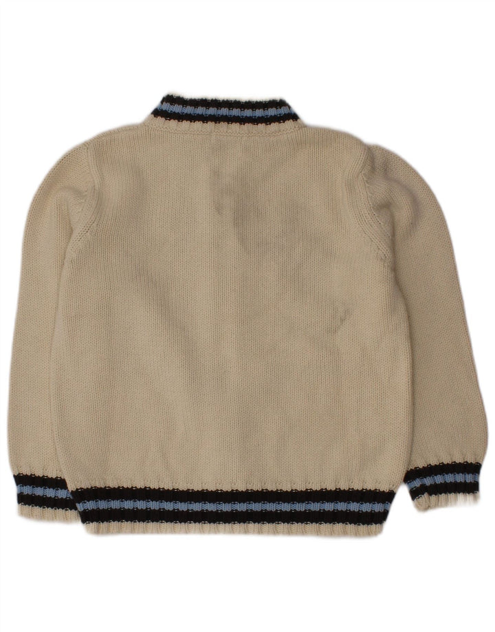 Benetton Jungen-Cardigan mit Grafik, 3–4 Jahre, Beige