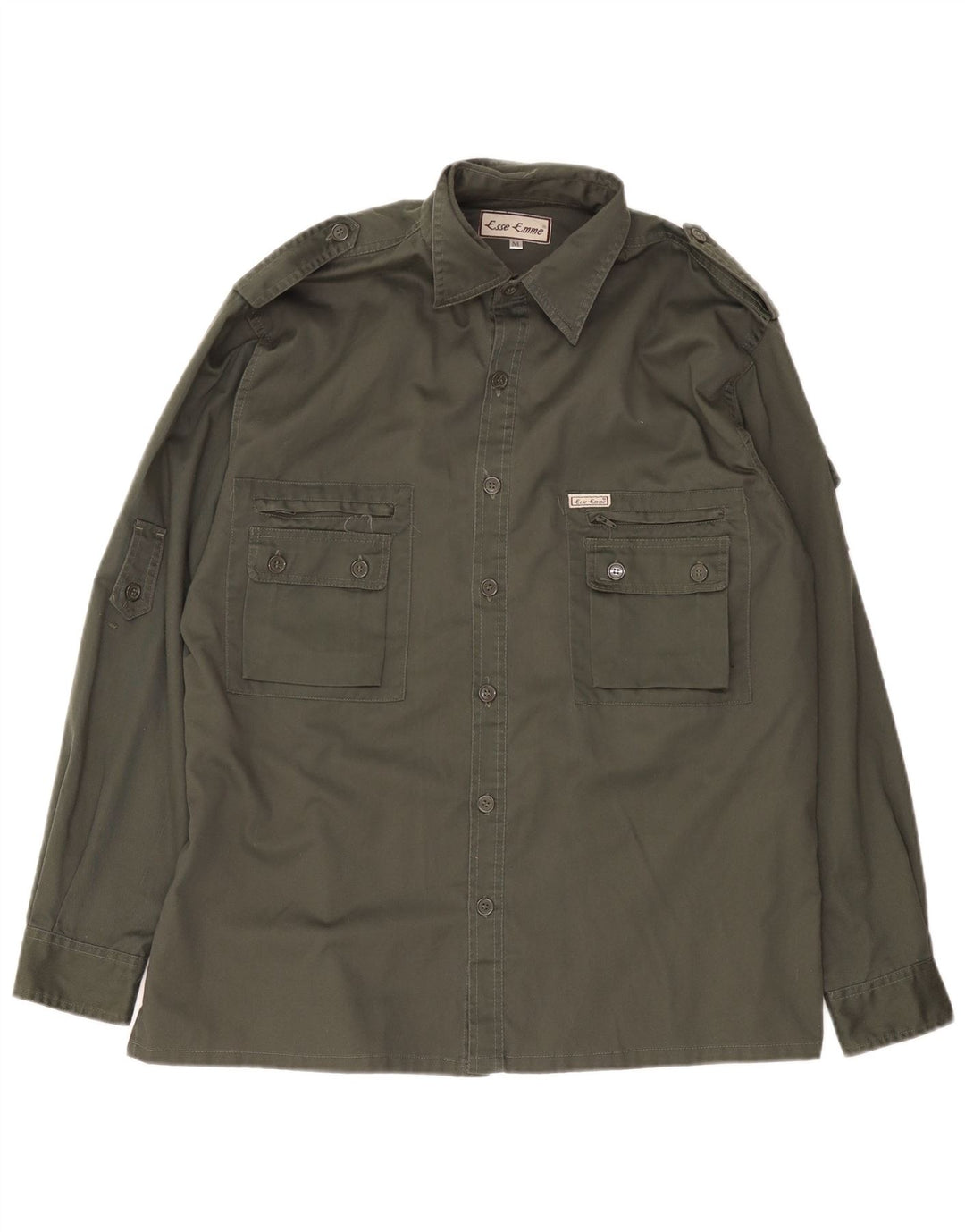 ESSE EMME Herren-Militärhemd, mittleres Khaki, Polyester
