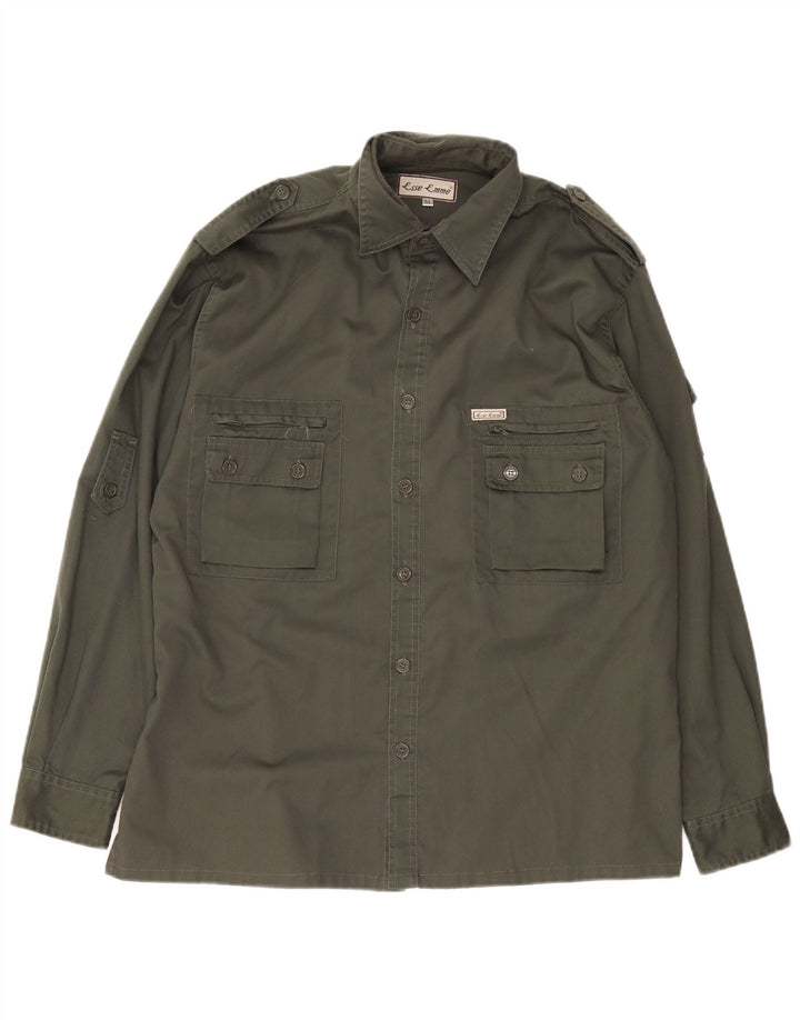 ESSE EMME Herren-Militärhemd, mittleres Khaki, Polyester