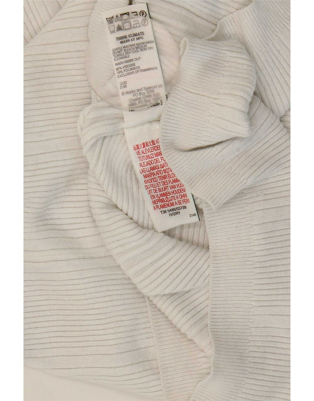 Marks & Spencer Rollkragenpullover für Damen, UK 12, mittelweiße Viskose