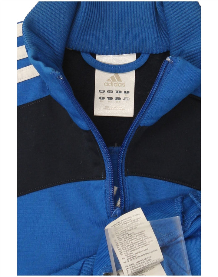 Adidas Jungen Grafik-Trainingsanzug-Top-Jacke, 13–14 Jahre, blaues Farbblockdesign