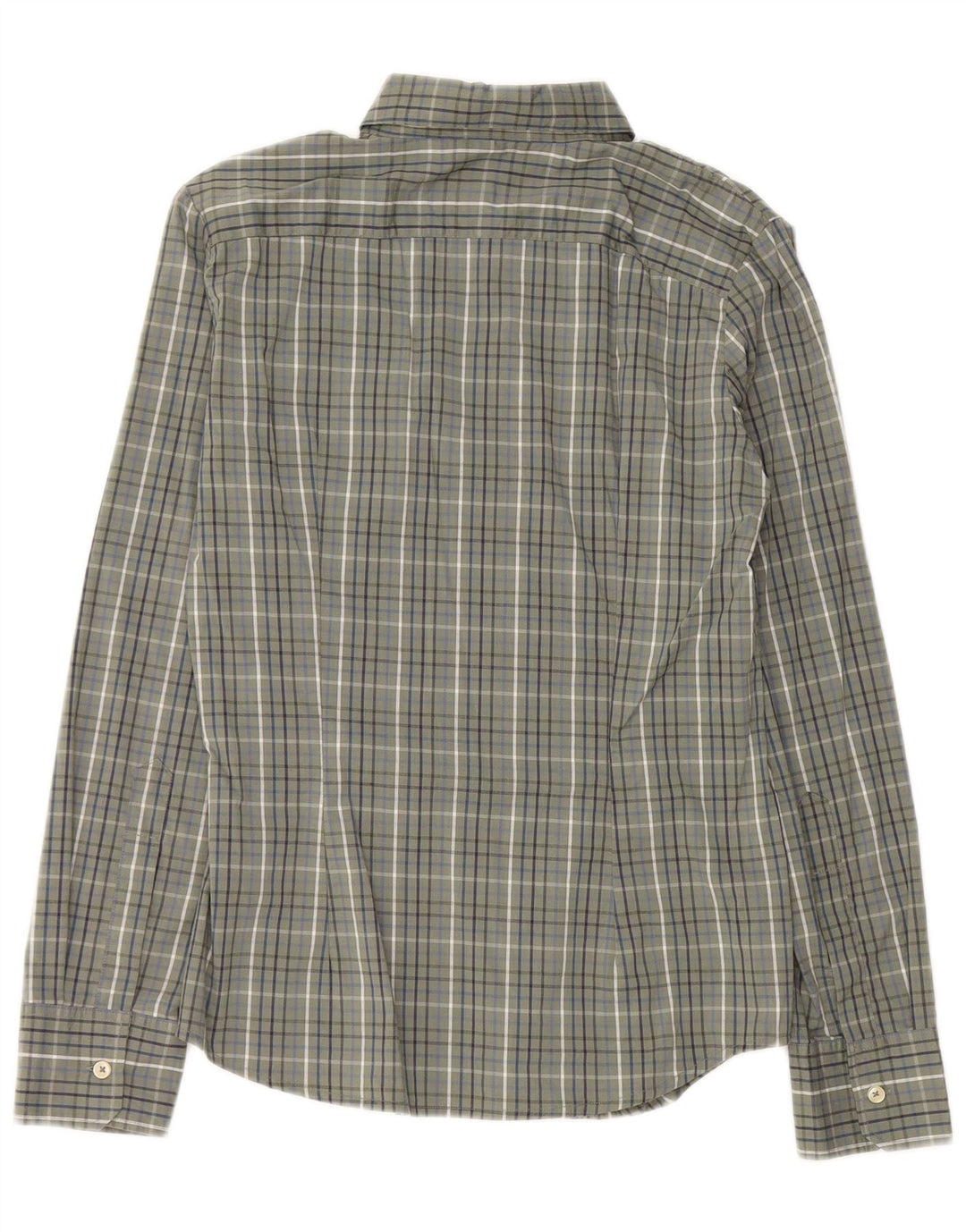 Benetton Damen-Hemd UK 12 aus Baumwolle mit mittlerem Khaki-Karomuster