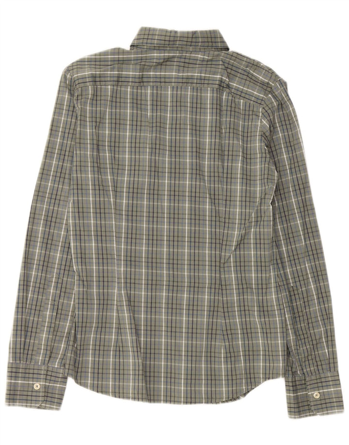 Benetton Damen-Hemd UK 12 aus Baumwolle mit mittlerem Khaki-Karomuster