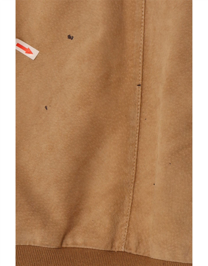 Vintage Herren Wildleder Bomberjacke IT 50 Großes braunes Leder