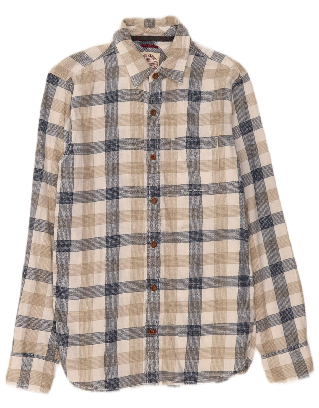 Fat Face Herren Flanellhemd XS Beige Karo Baumwolle