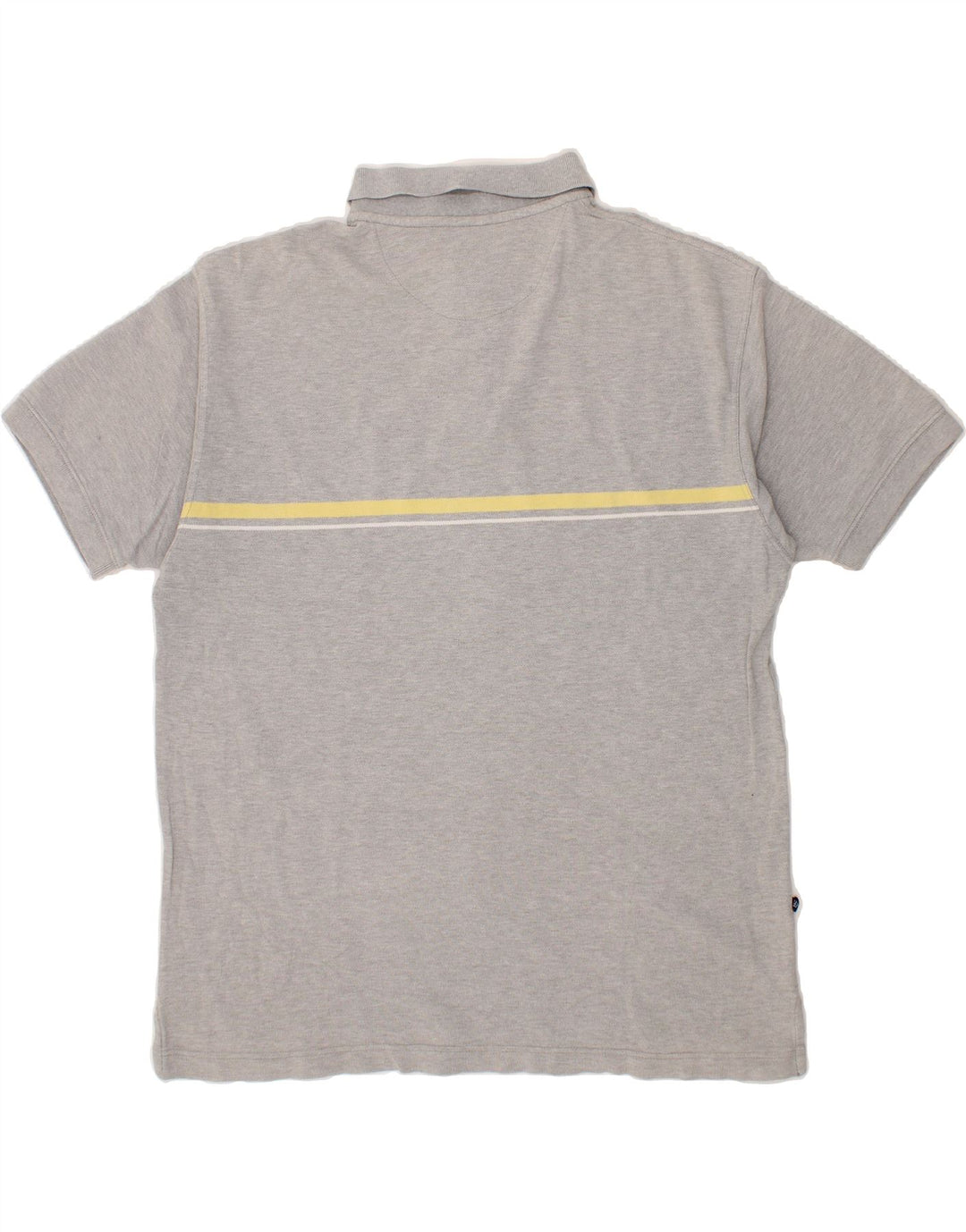 GAP Mens Polo Shirt Large Grey Striped Cotton Vintage Gap and Second-Hand Gap from Messina Hembry 