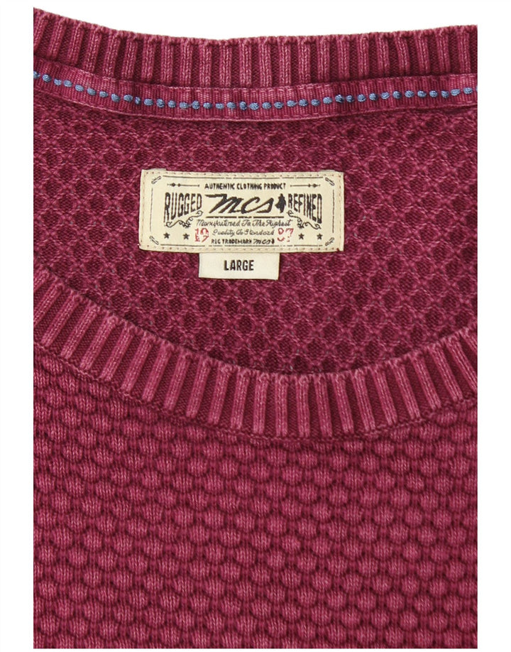 Marlboro Classics Herren-Pullover mit Rundhalsausschnitt, Größe L, Burgunderrot