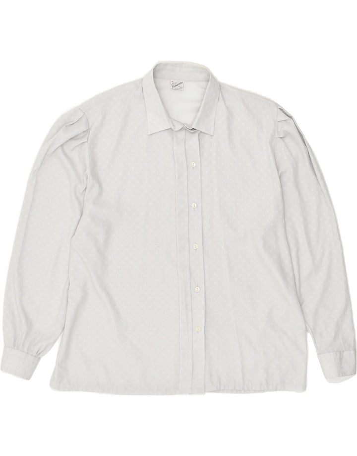 PRIMAVERA FIRENZE Womens Shirt Blouse UK 18 XL Grey Spotted Polyester | Vintage Primavera Firenze | Thrift | Second-Hand Primavera Firenze | Used Clothing | Messina Hembry 