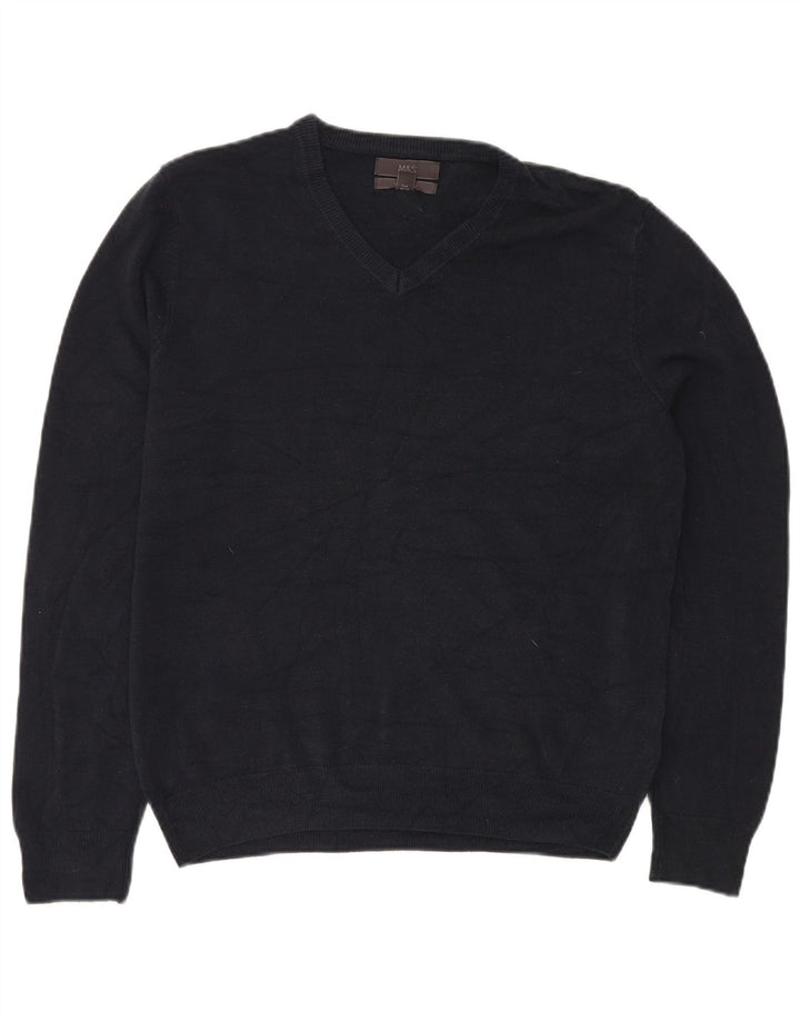MARKS & SPENCER Herren-Pullover mit V-Ausschnitt, groß, Marineblau, Acryl