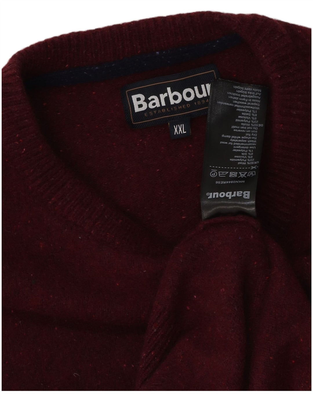 Barbour Herren-Pullover mit Rundhalsausschnitt, mittlere burgunderrote Wolle
