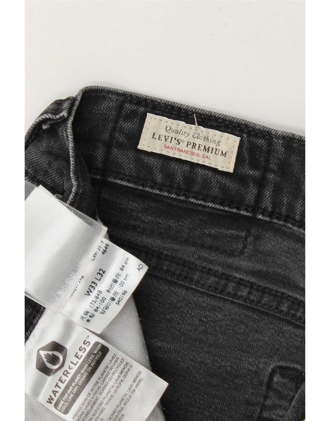 Levi's Herren Slim Jeans W33 L32 Graue Baumwolle