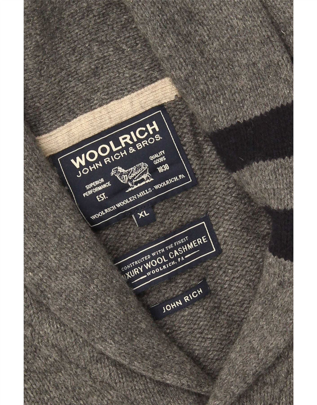Woolrich Herren Strickjacke XL Grauer Kaschmir