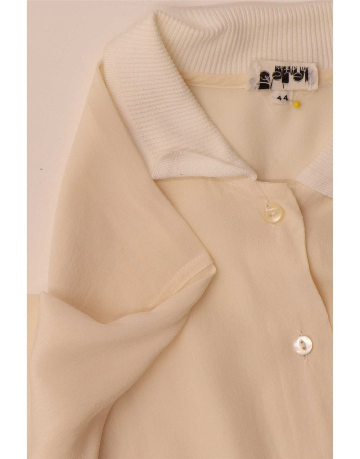 Vintage Damen Pullover Shirt IT 44 Medium Off White Colourblock