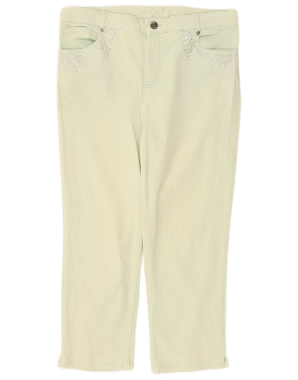 Marks & Spencer Damen Capri-Jeans mit hoher Taille, UK 14, Größe L, W32, L22, Türkis