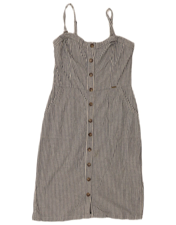 Superdry Damen-Sommerkleid, UK 10, Größe S, Marineblau, Nadelstreifen-Baumwolle