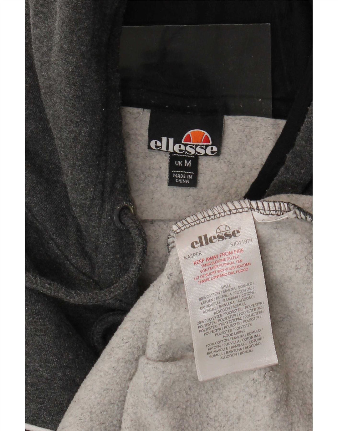 Ellesse Damen Kapuzenpullover aus mittelgrauer Baumwolle