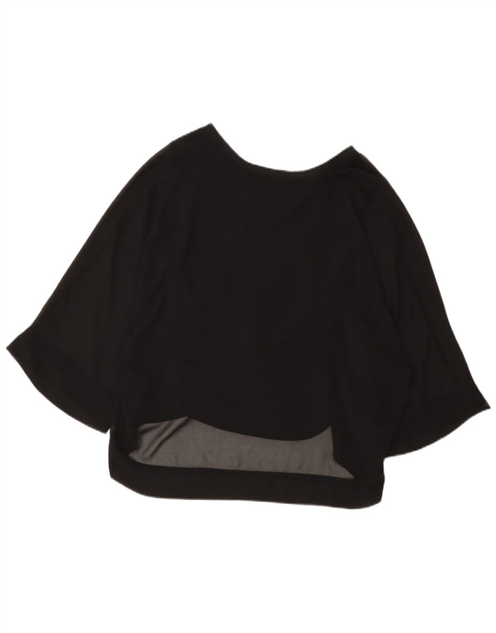 Zara Damen-Blusenoberteil mit 3/4-Ärmeln, UK-Gr. 12, Mittelschwarz
