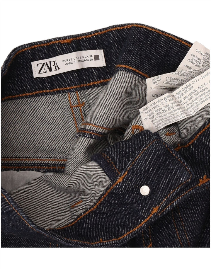 Zara Damen Jeansshorts EU 38 Small W28 Marineblaue Baumwolle