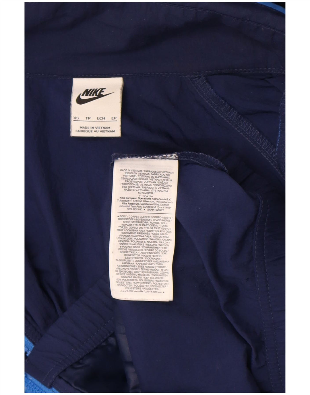 Nike Herren-Trainingsanzug mit Kapuze, Jacke XS, marineblaues Nylon