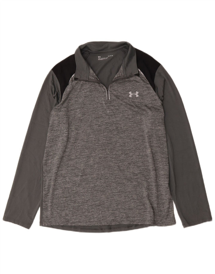 Under Armour Herren-Pullover-Trainingsanzugoberteil mit Reißverschluss, Größe L, Grau, Farbblock