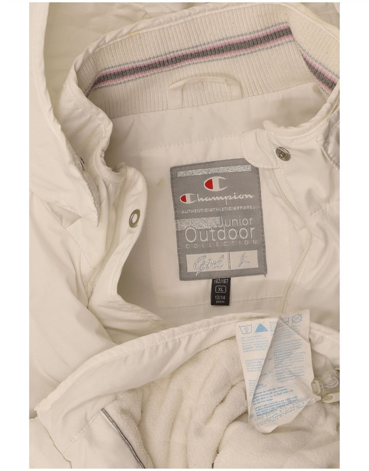 CHAMPION Windjacke mit Kapuze für Mädchen, 13–14 Jahre, XL, weißes Polyester
