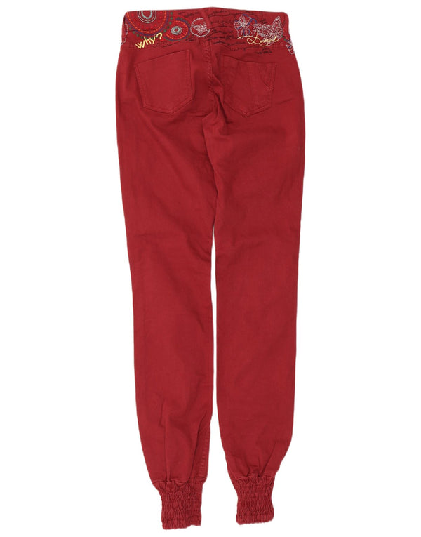 Desigual Damen Graphic Joggers Freizeithose W28 L34 Rot geblümt