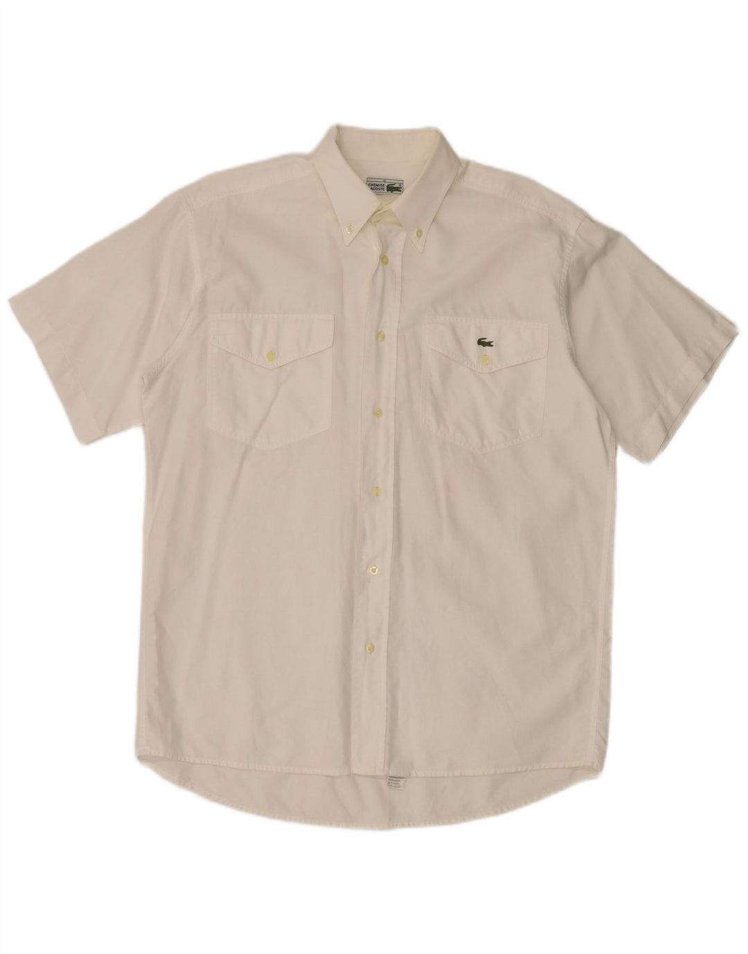 Lacoste Herren-Kurzarmhemd, Größe 40, mittelweiße Baumwolle