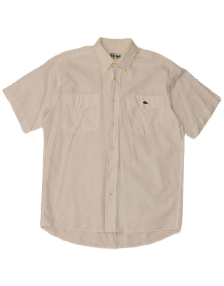 Lacoste Herren-Kurzarmhemd, Größe 40, mittelweiße Baumwolle