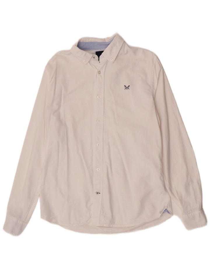Crew Clothing Herren-Slim-Fit-Hemd aus mittelweißer Baumwolle